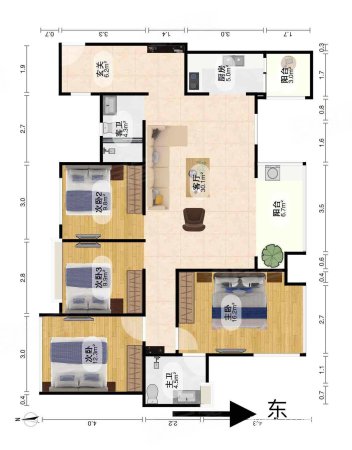 铁投锦华府4室2厅2卫124㎡南北88.9万