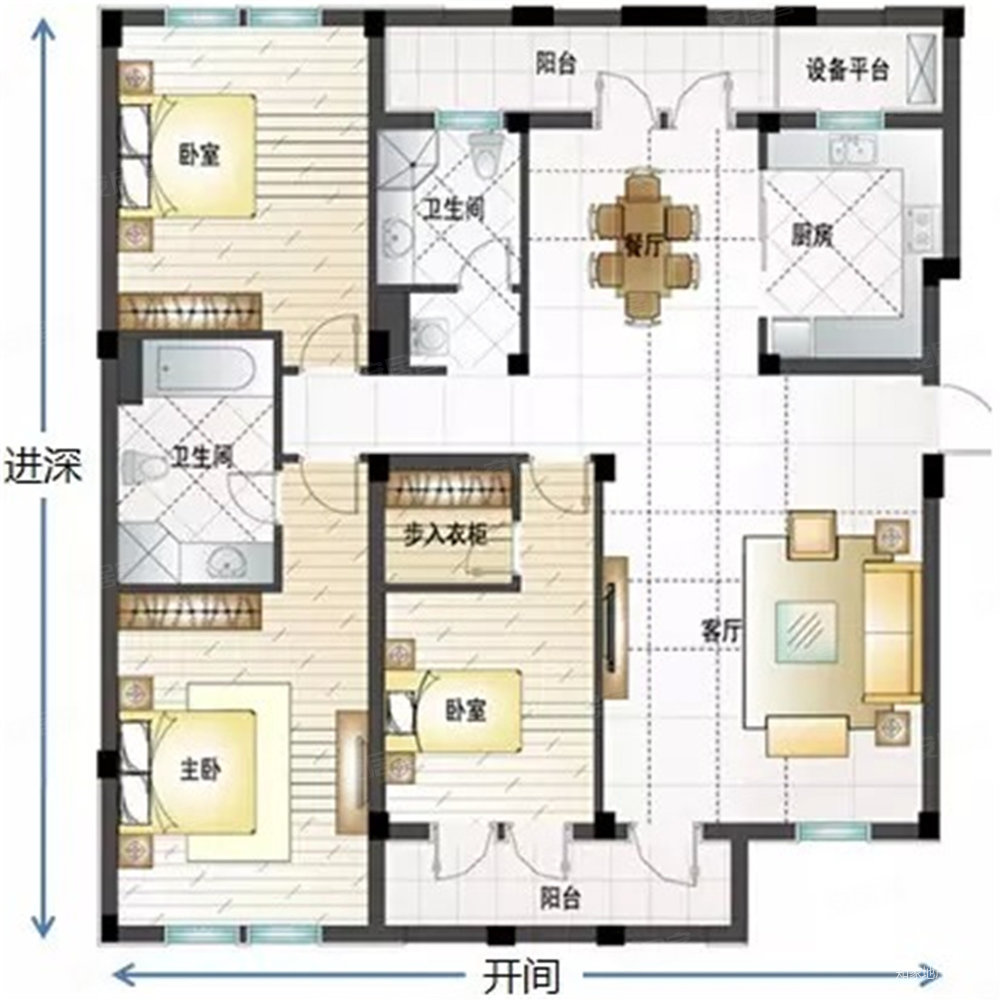 新城悦隽3室2厅2卫130㎡南北91万