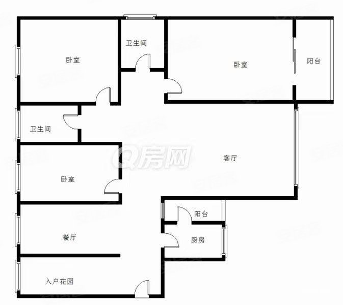 东城花园电梯中层大3房2厅2卫,仅售108万