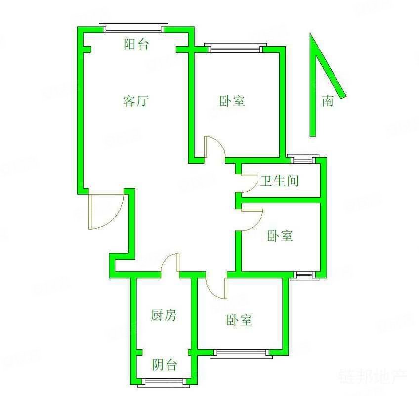 炜业阳光新城3室2厅1卫96㎡南北52万