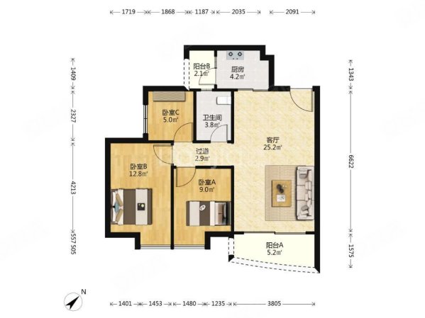 海富花园 临地铁 近医院 刚需小三居 正南朝向 满五