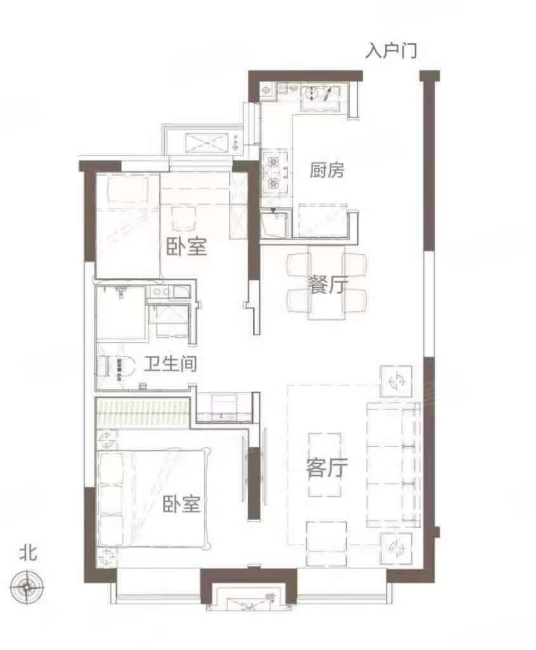 万科运河文化村2室1厅1卫75.63㎡南北79万