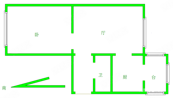 凤岐东里1室1厅1卫47.39㎡南北53万