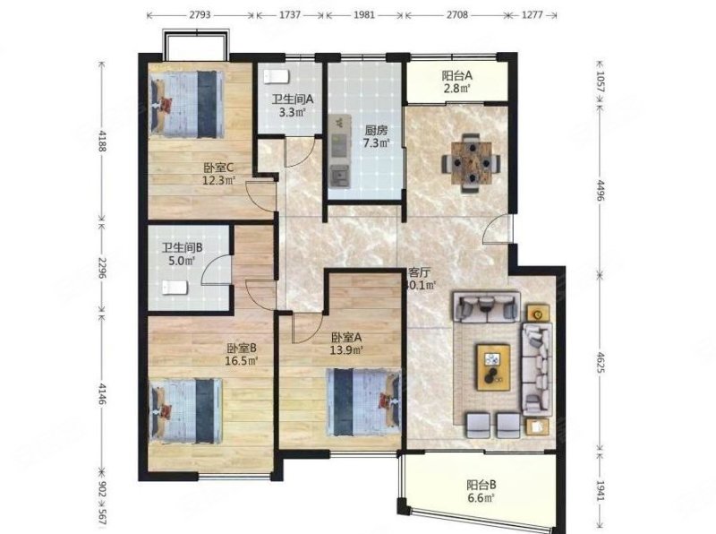 将军大道翠屏清华园 3房2卫 南北通透 近地铁 装修好