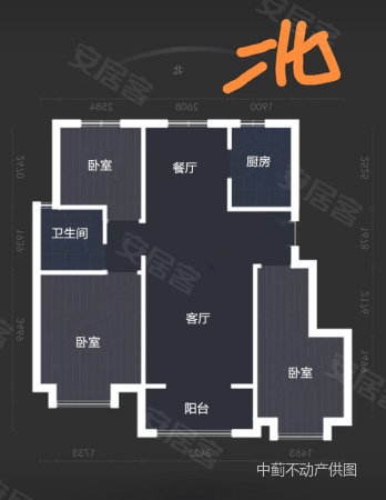 新城泊阅3室2厅1卫97㎡南北125万