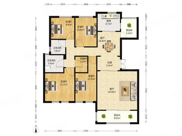 【多图】滨江御江南(公寓住宅),城厢租房,滨江御江南华庭 整租4室东边
