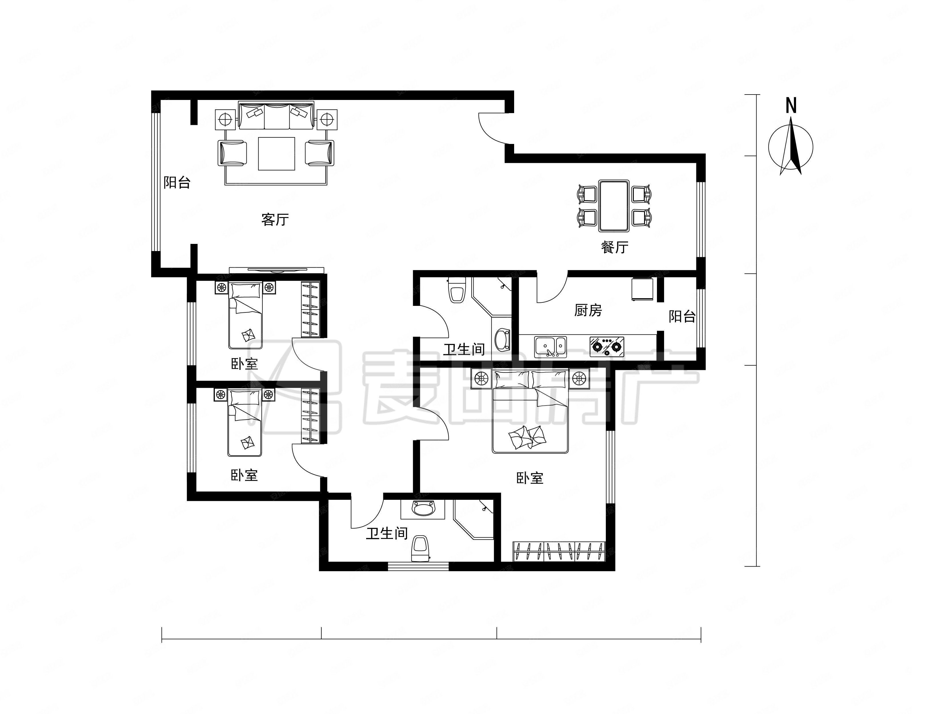 东晶国际 3室 东西通透 135.91平 7200元