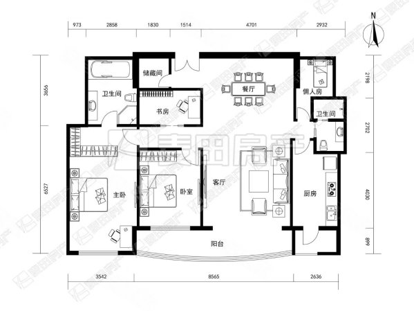 世茂宫园2室2厅2卫173㎡南1600万