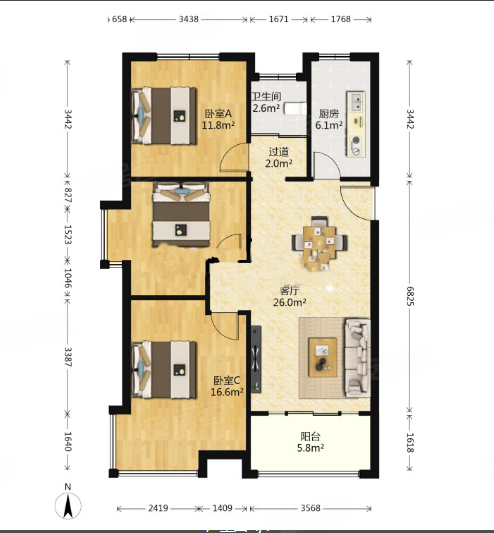 融侨悦城产权清晰房龄新精装修南北通透双卫生间