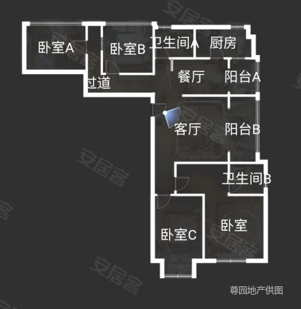 红星国际广场紫郡4室2厅2卫107.08㎡东南160万