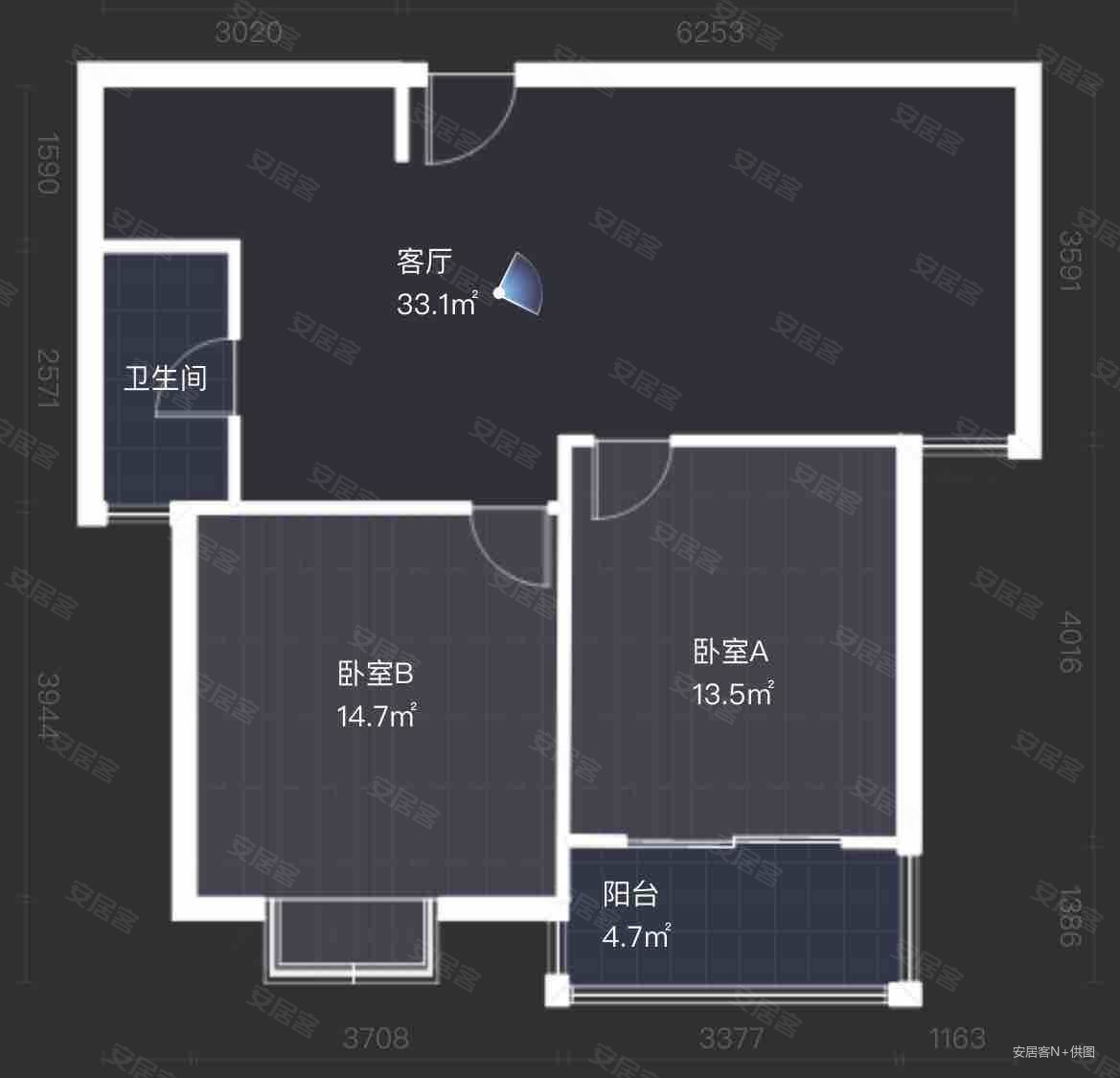 永泰花苑2室2厅1卫88.71㎡南180万