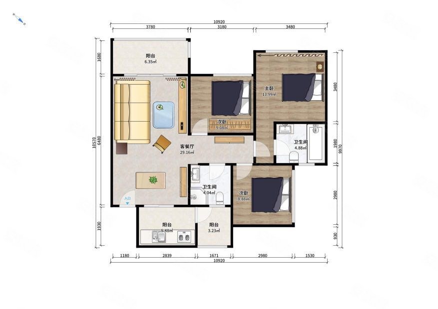 誉府仕家有电梯商品房满五双卫刚需小三居