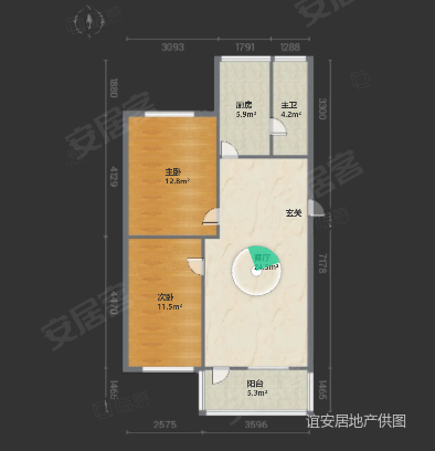 海珠红十字会医院宿舍2室1厅1卫78㎡南北205万