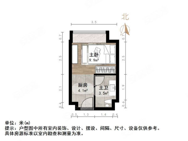 恒大睿城(商住楼)1室1厅1卫29.84㎡北18.5万