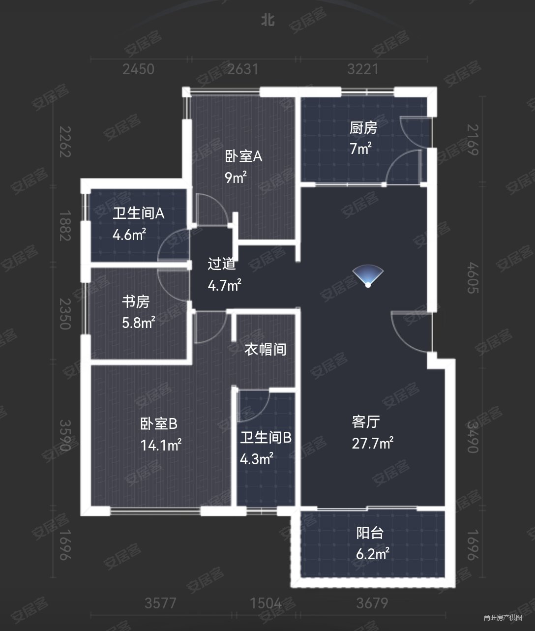 泊璟廷(二期)3室2厅2卫118.05㎡南北550万
