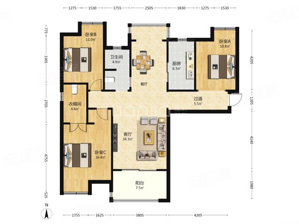 宜昌伍家岗中南路新华广场新华广场 4室2厅2卫 电梯房 130平 豪华装修