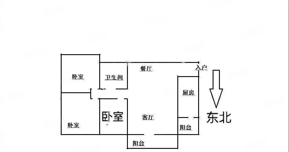 中海龙泉公馆3室2厅1卫85.04㎡东北101.9万