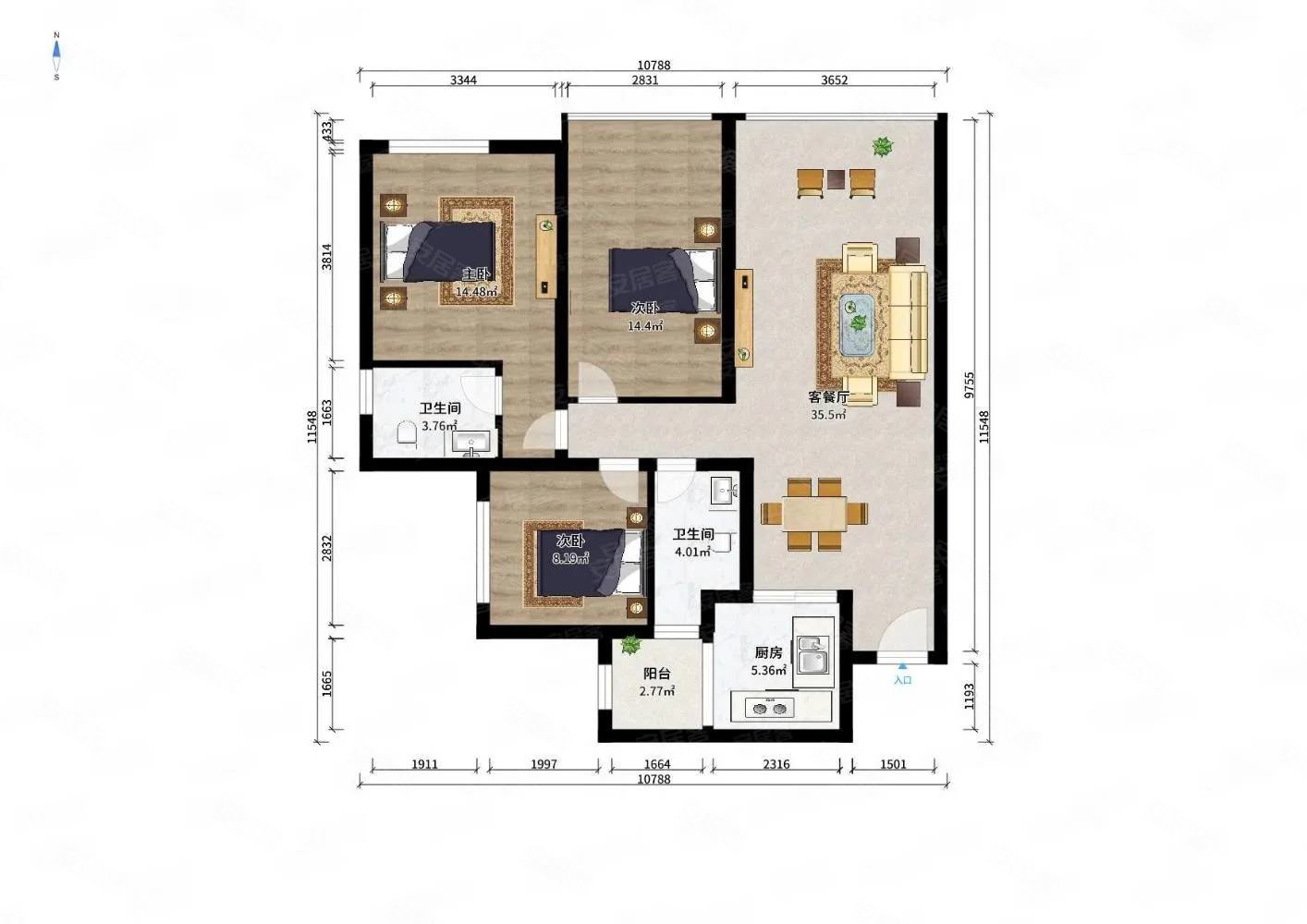 雍景苑小三居商品住宅带电梯停车方便次新小区