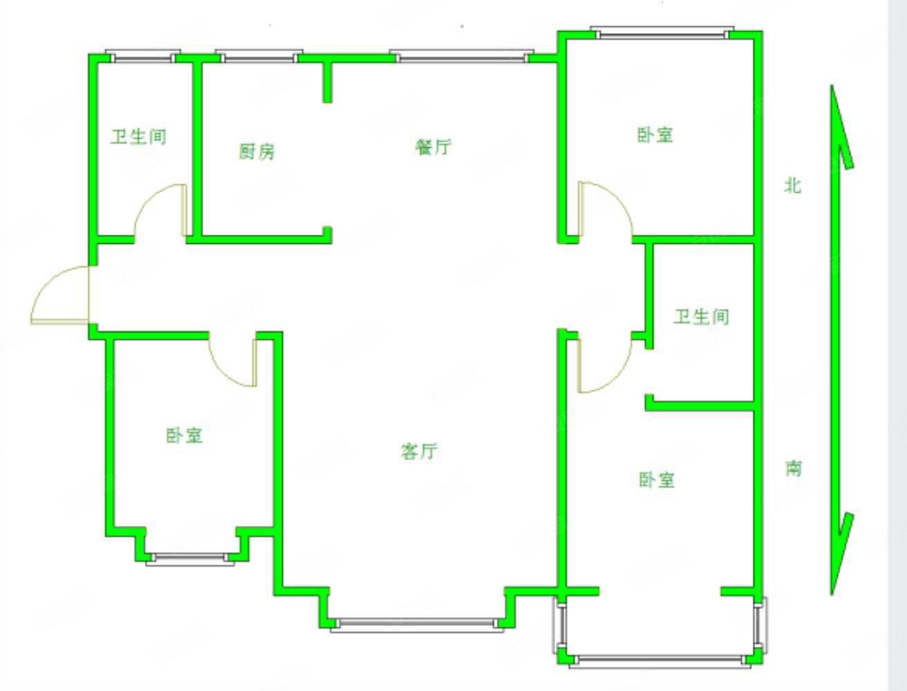 紫竹园(定州)3室2厅2卫127.49㎡南北95.6万