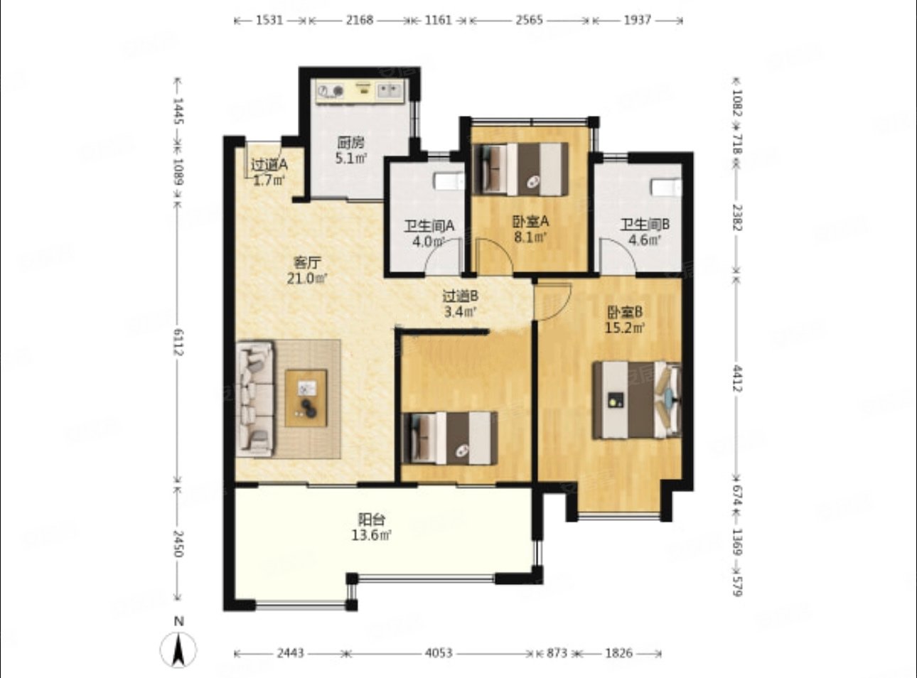 祥生庐州云境 次新房 三室两厅两卫 采光好