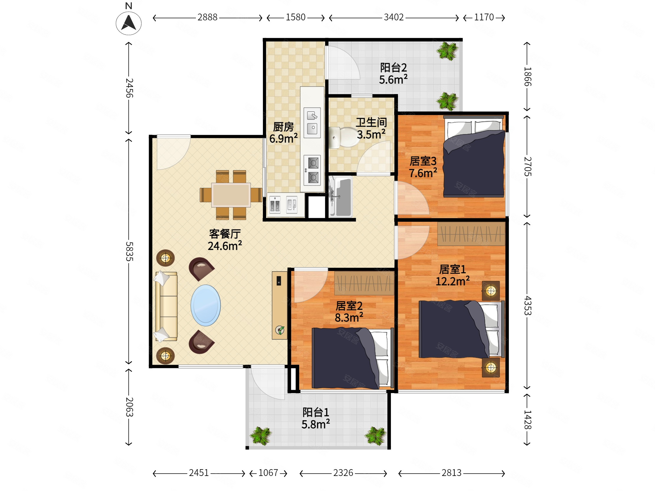 佳兆业城市广场二期79平,三房新出好盘!南向中间楼层