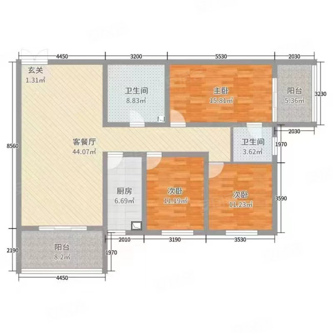 省疾控中心家属院3室2厅2卫115.31㎡南北98万