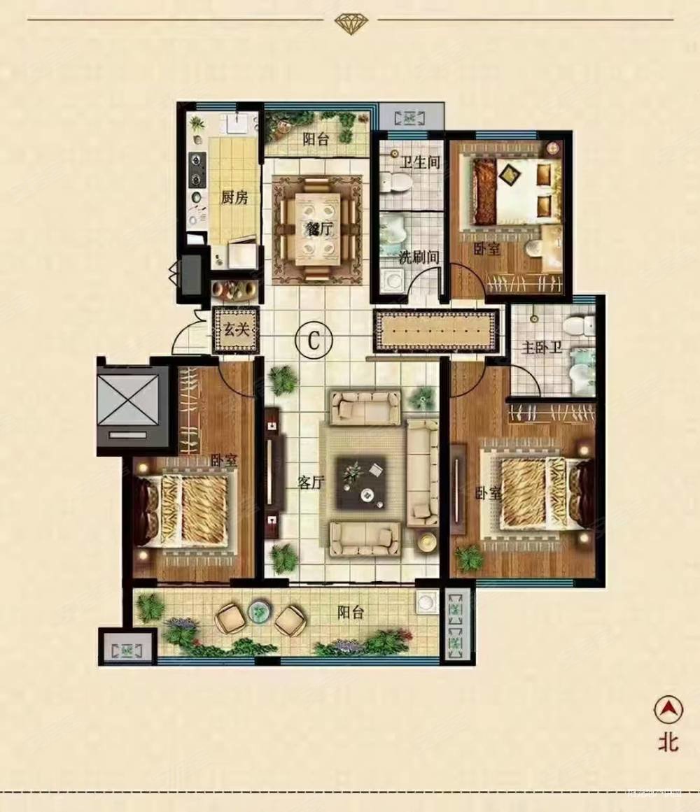 玉福园 南北通透 元宝户型 带车库 超值