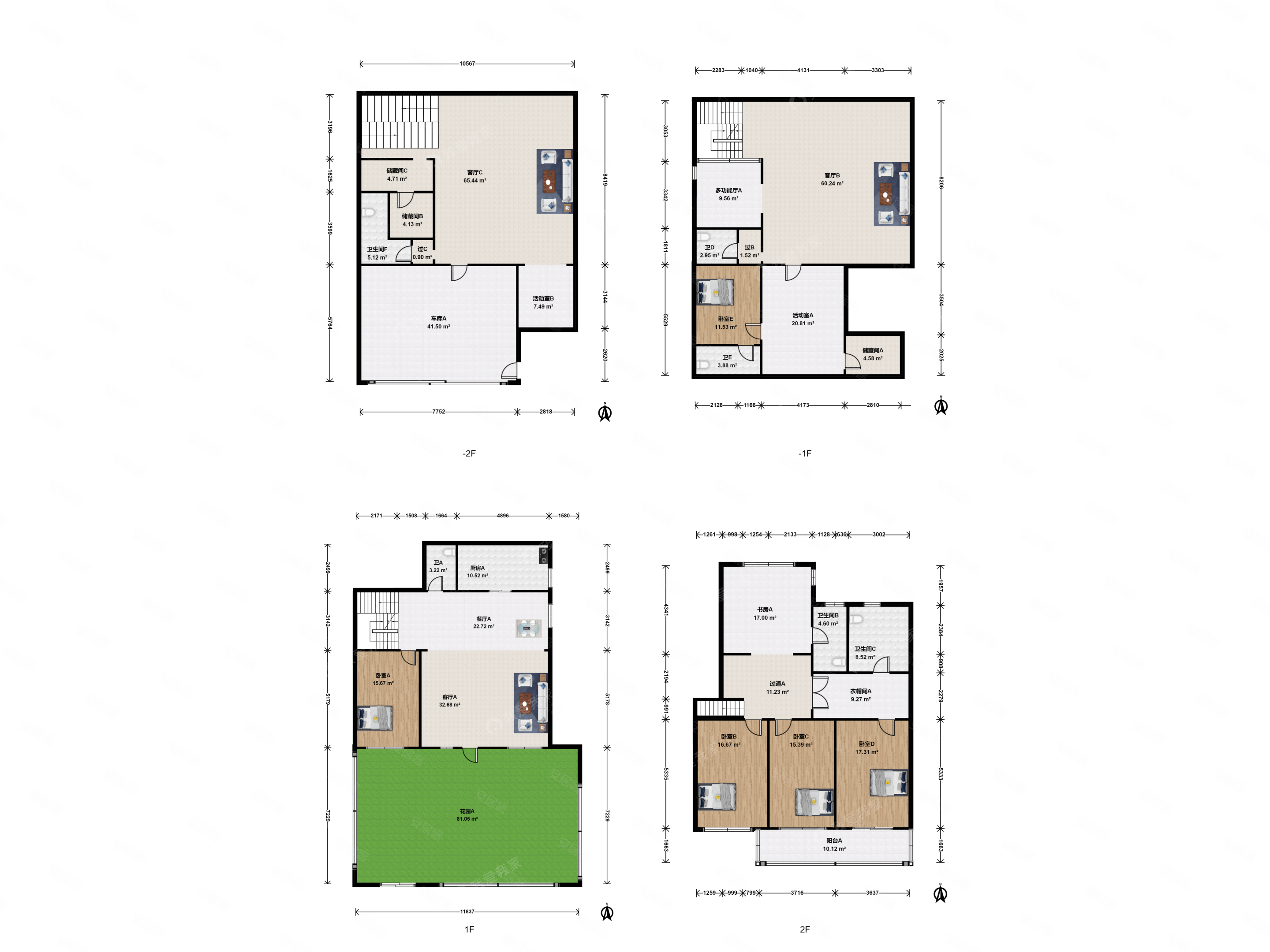 国瑞熙墅全新精装修4卧室朝南带室内电梯采光好大面宽