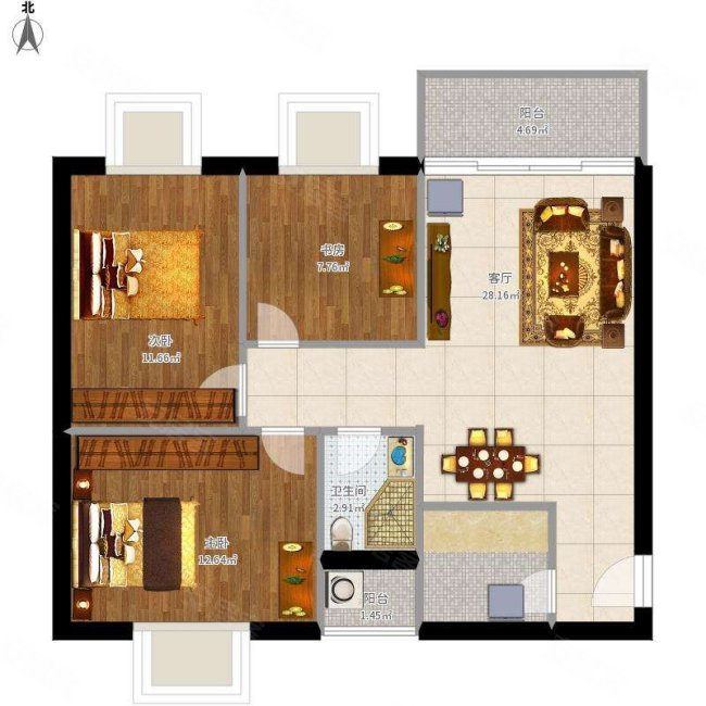 业主急售 美丽泽京现代精装三房 住家装修 端户