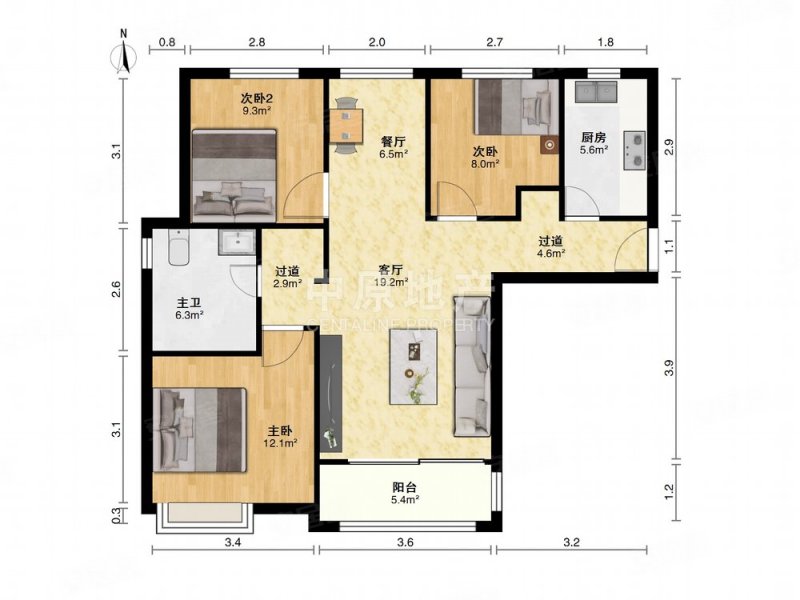 菊泉新城爱建顾园(东区)3室2厅1卫97.72㎡南361万