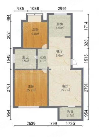 善景园2室2厅1卫87.37㎡南北95万