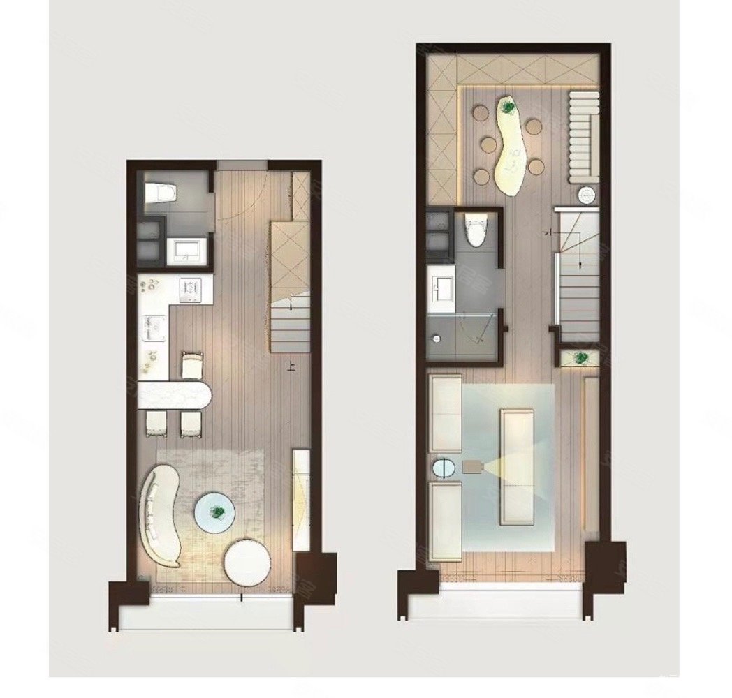 开发商直售双地铁口48m挑高精装复式现房公寓