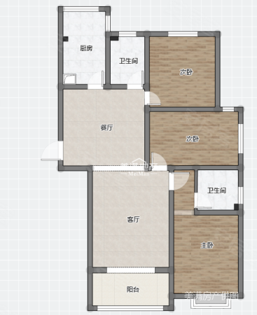 华恩城东区3室2厅2卫132㎡南北95万