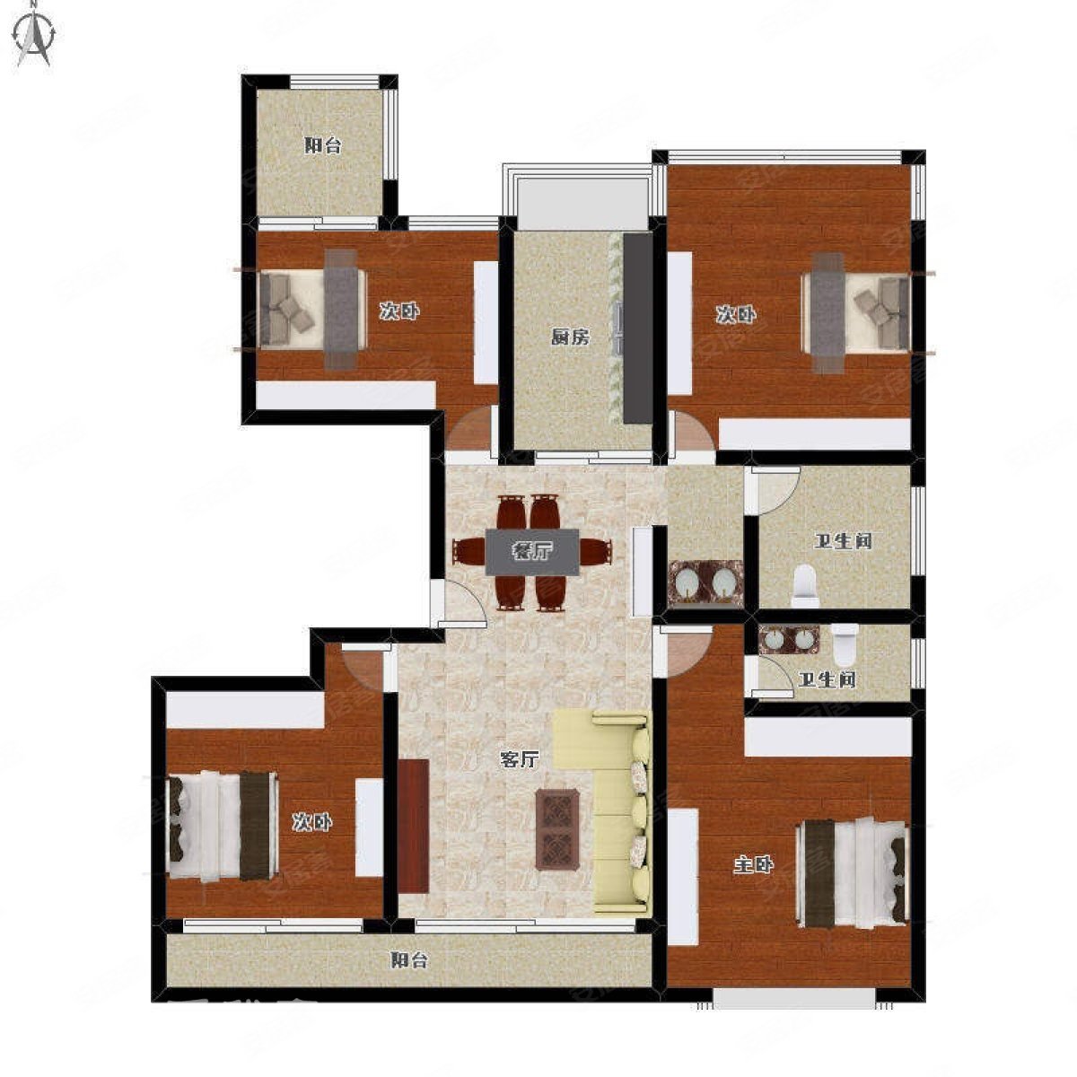 新城香悦奥府4室2厅2卫130.99㎡南525万