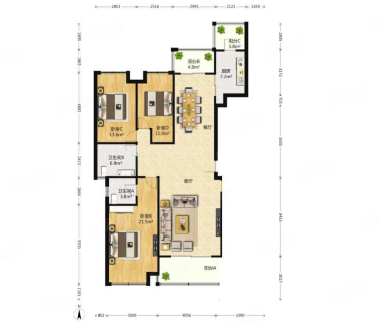 改善享受型,大三房大三厅大三阳台南北通透,紧邻双轨,有钥匙