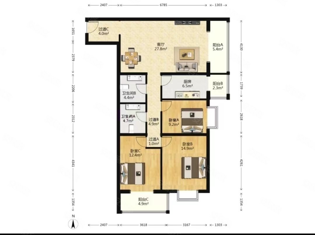 66,百环家园二手房,859万,3室2厅,2卫,139.66平米-北京安居客