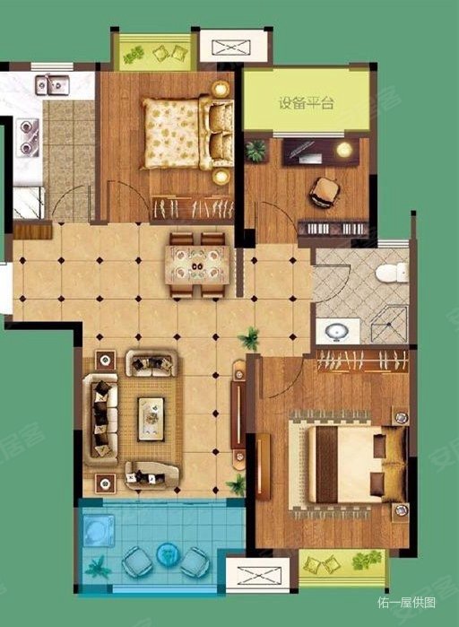 花语城四期3室2厅115万元毛坯