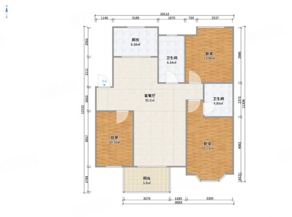 御水湾(东区)3室2厅2卫118.59㎡南北399万