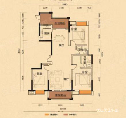 耀江花园(公寓住宅)3室2厅2卫120㎡南北59.8万