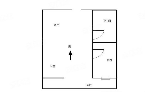 环球外滩国际1室1厅1卫39.01㎡南北36万