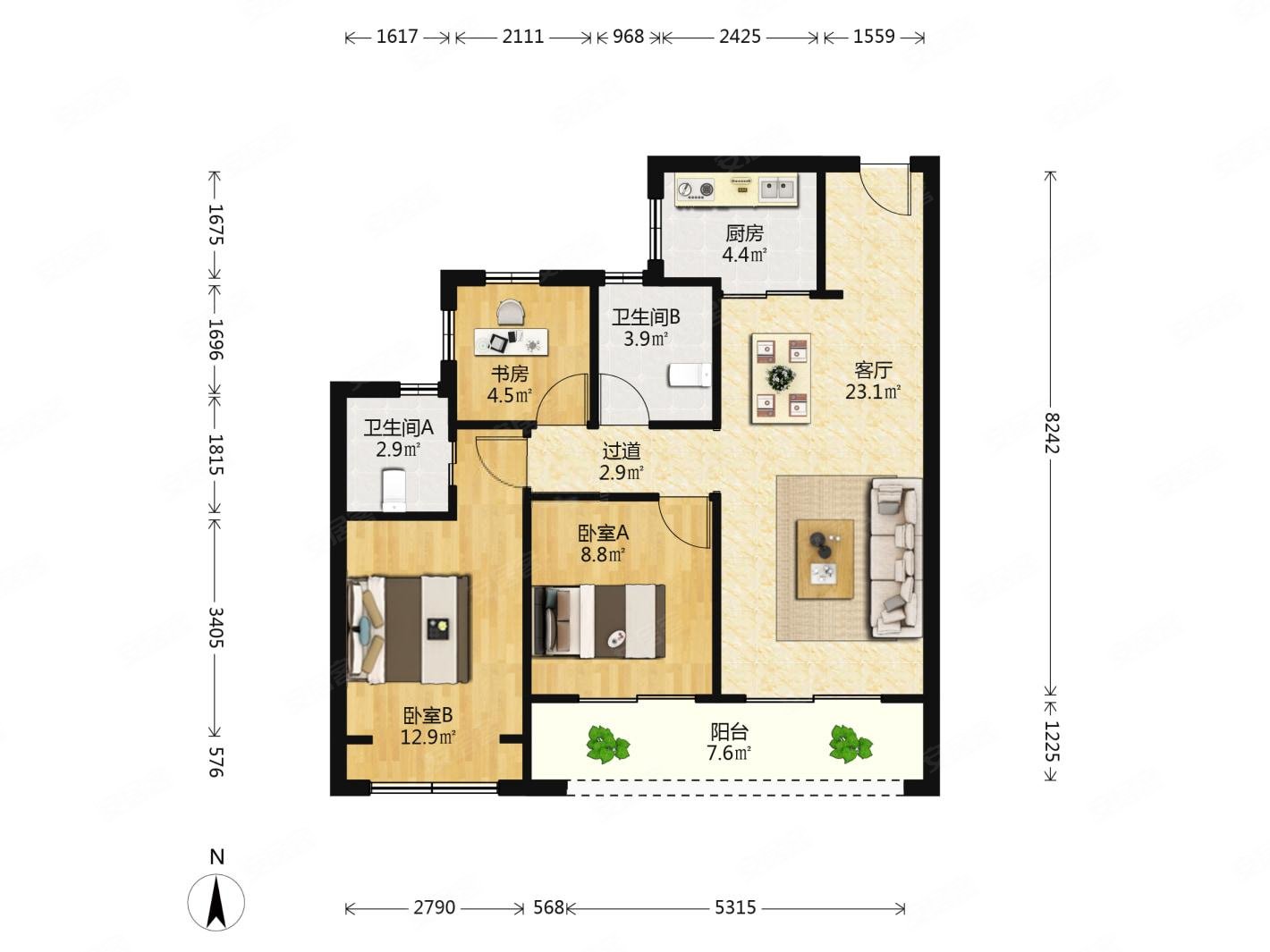物业,位置安静,户型方正使用率高,总价低,众安绿城南湖明月(公寓住宅)