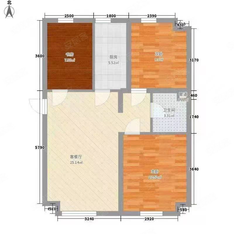 地税小区3室1厅1卫112㎡南北58.8万