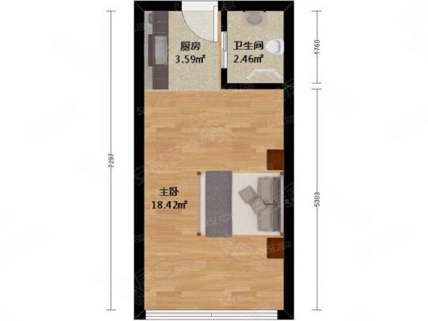 达丰附近 整租一室户公寓 独厨独卫 押一付一 民水民电!