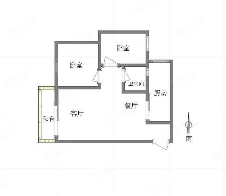 琥珀居南区2室1厅2卫75㎡南58万