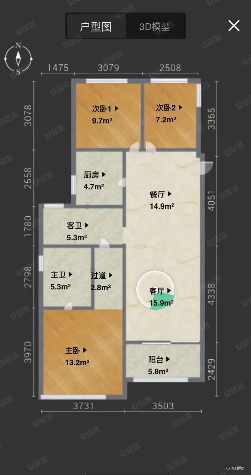 雅戈尔香湖湾3室2厅2卫101.68㎡南北143万