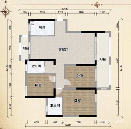 太平洋汇科广场3室2厅2卫130㎡南北40万