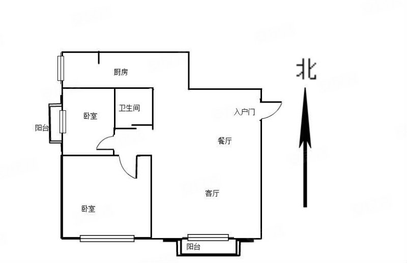 中海城蓝堡2室1厅1卫81.24㎡西南60万