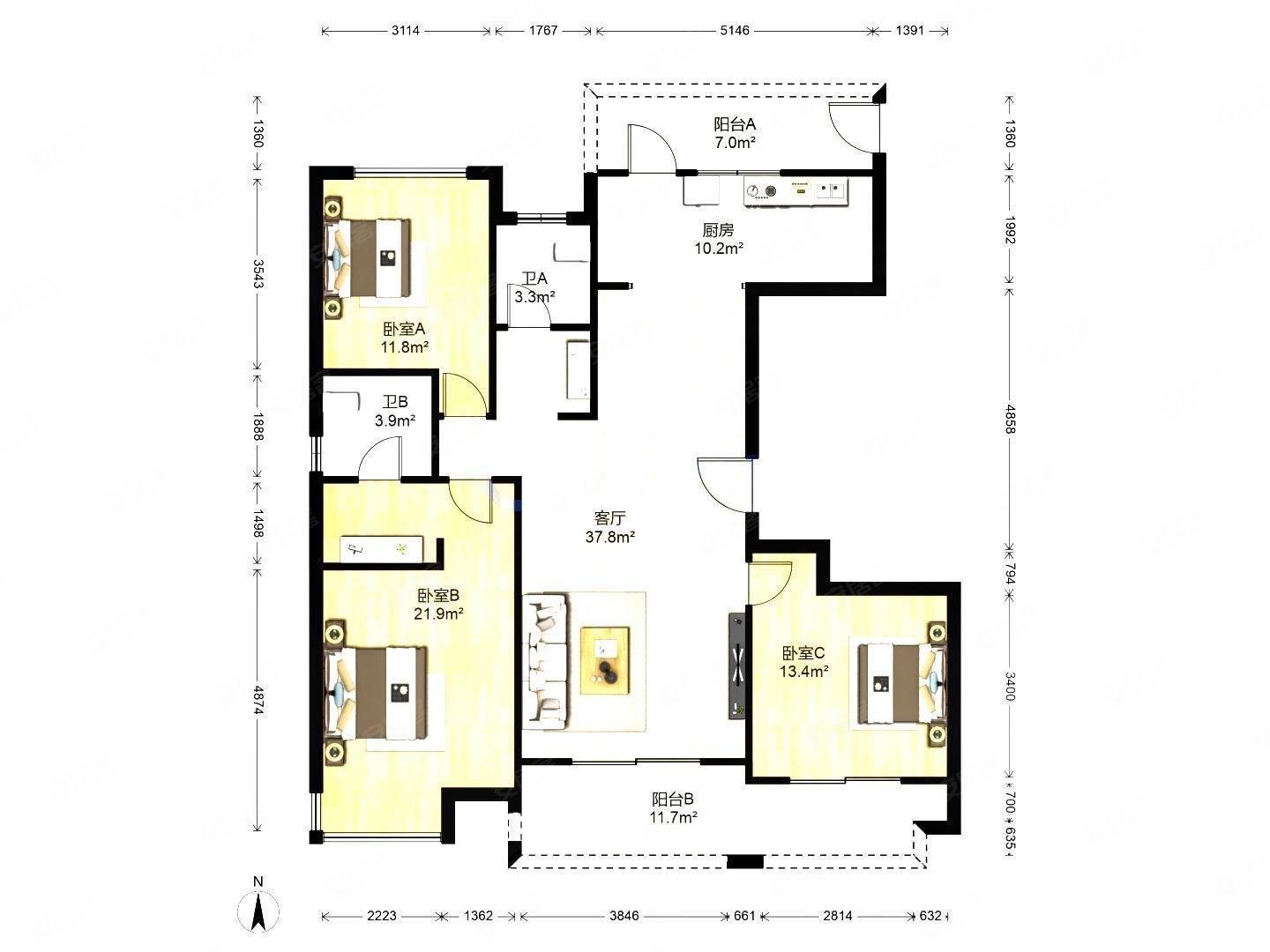 南北通透,建业龙城南区二手房,175万,3室2厅,2卫,154平米-洛阳安居客