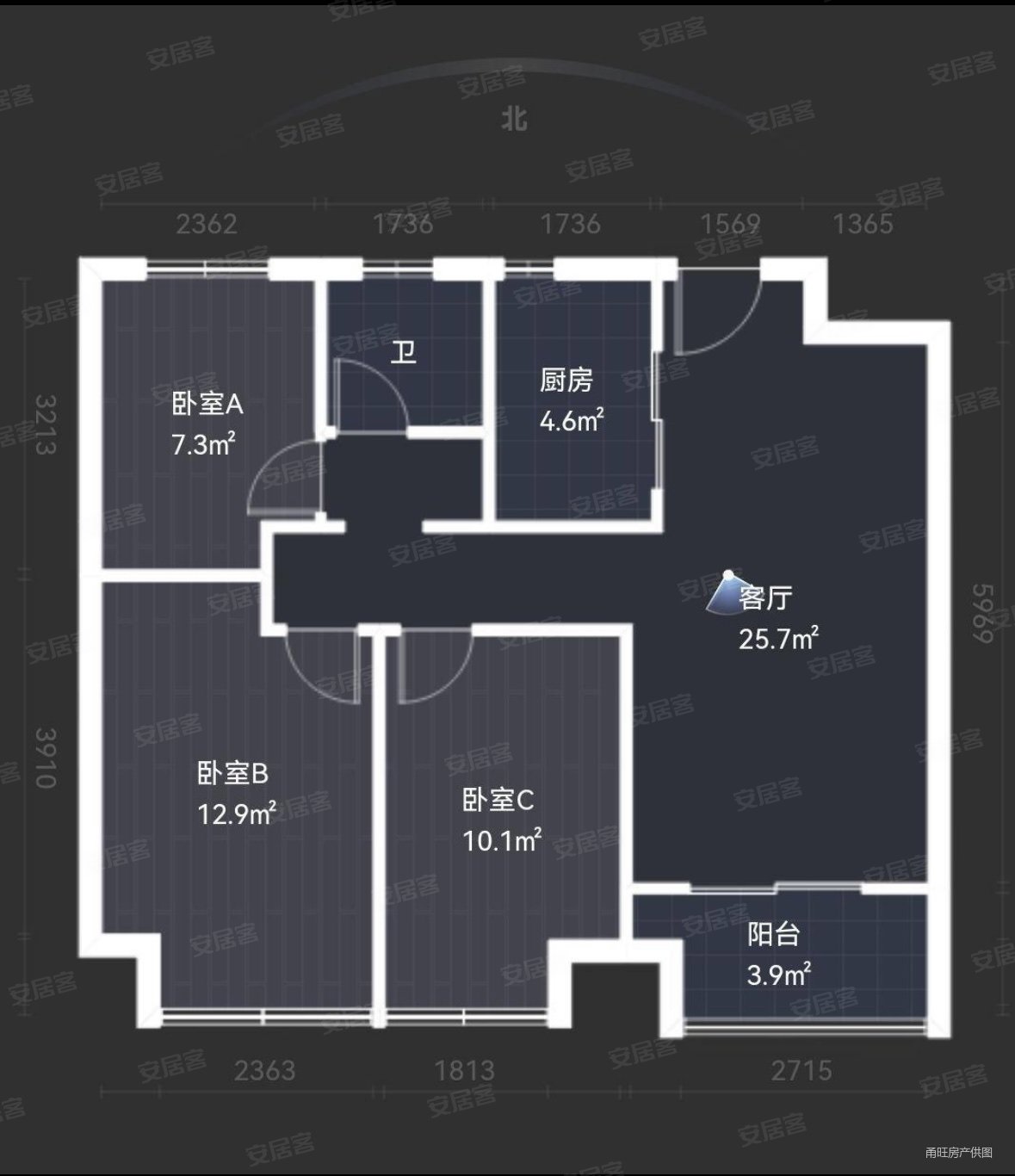 桂语里3室2厅1卫87.1㎡南北209.5万