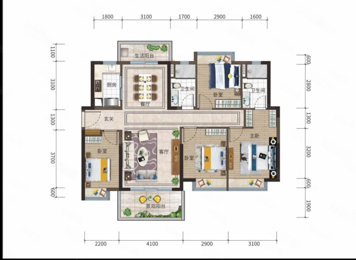 碧海云天全新 精装 4房2厅2卫 户型方正 南北对流 看海景,佳兆业碧海